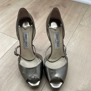 Jimmy Choo metallic peep toe heel 37.5